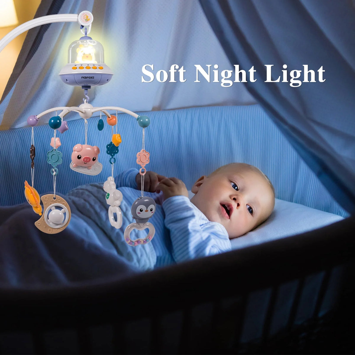 Baby Crib Mobile with Music Lights and Remote Control H30254