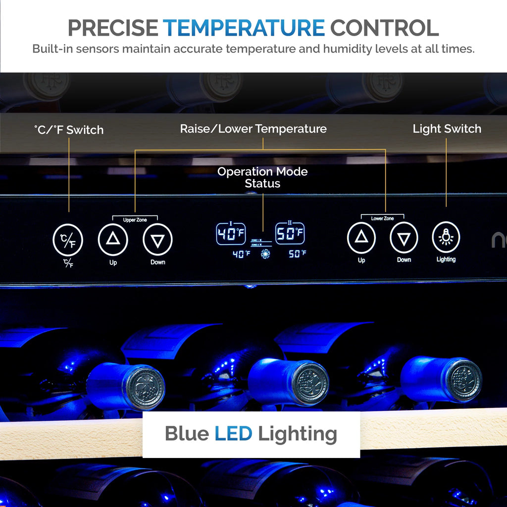 46-Bottle Dual-Zone Stainless Steel Wine Refrigerator H620