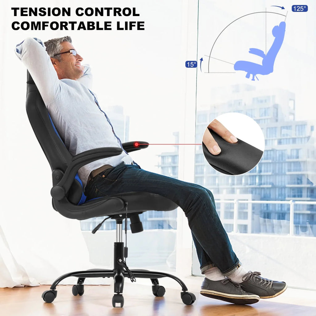 White Ergonomic Massage Gaming Chair D8097