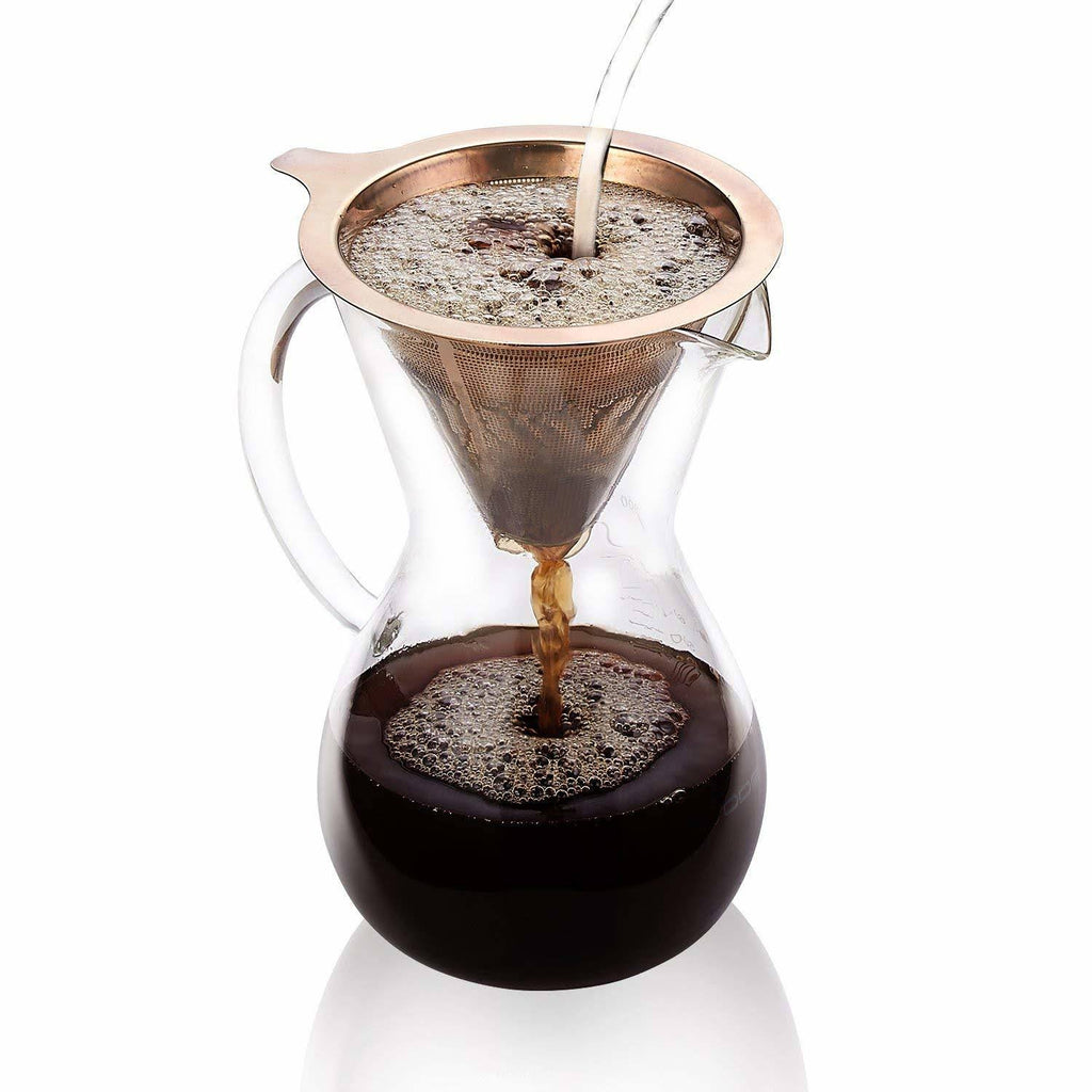 Pour Over Coffee Maker with Stainless Steel Mesh Filter, 27 Ounce, Borosilicate Glass N786