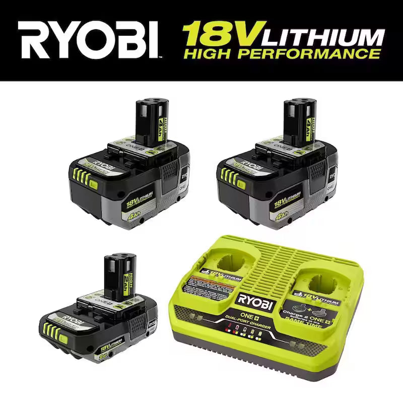 18V 4.0 Ah and 2.0 Ah Batteries and Dual-Port Charger Starter Kit J4745