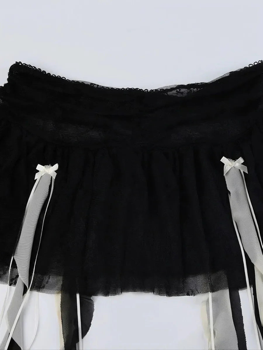 Dark Ribbon Mini Skirt P25115
