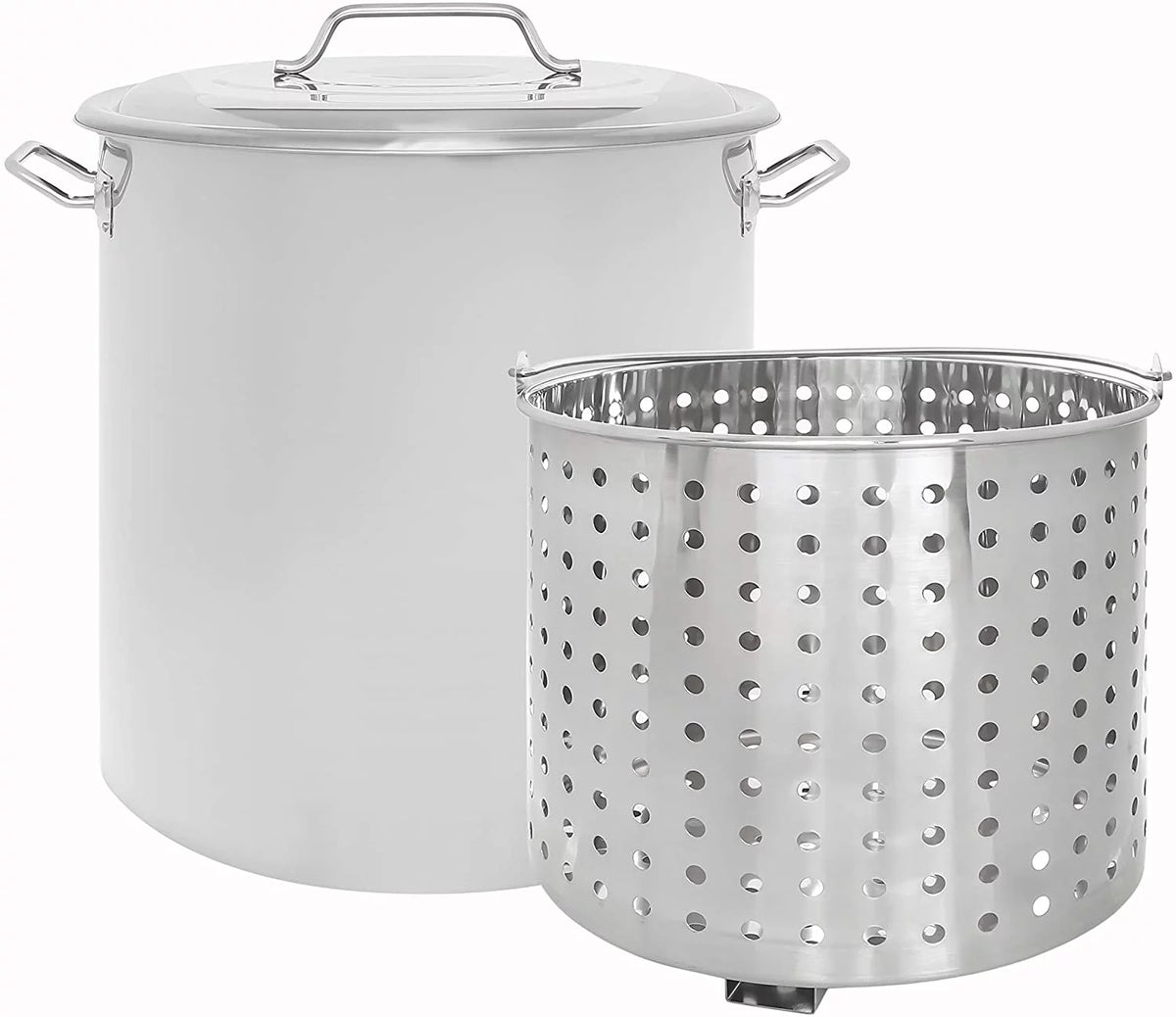 Stainless Steel 80 Quart Stock Pot with Steamer Basket I929874