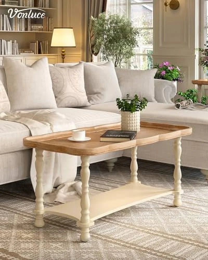 40'' Beige Wood Coffee Table F199710