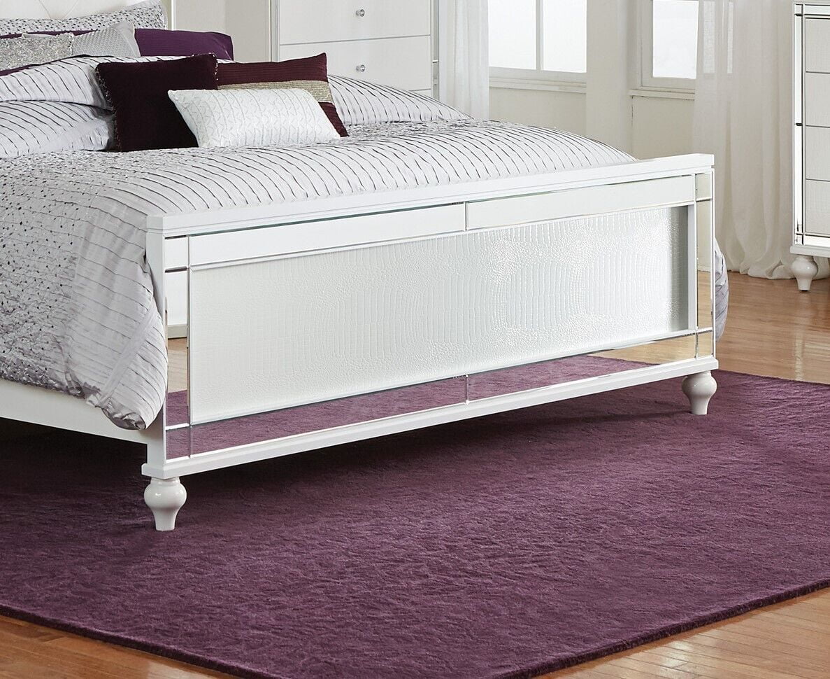 White 3pc Bedroom Set California King Bed LED Headboard 2 Nightstands Z3372
