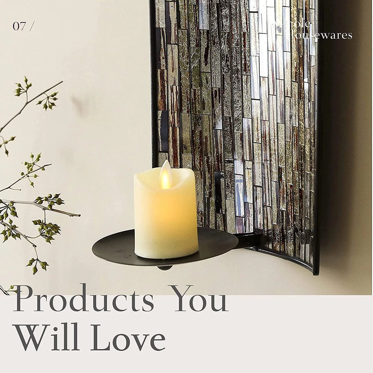Brown Mosaic Glass Wall Candle Sconces Set Of 2 K57229