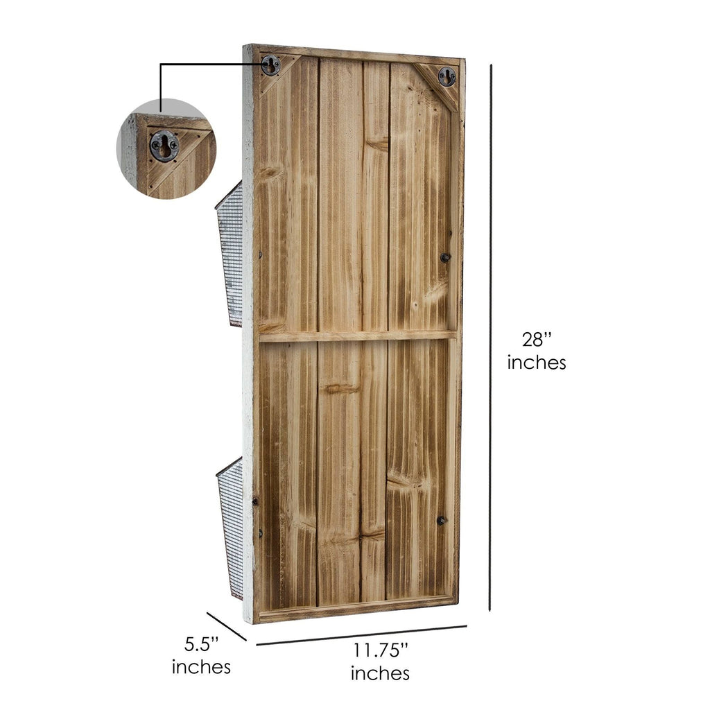 Wood and Metal Wall Hanging Magazine Rack U37570