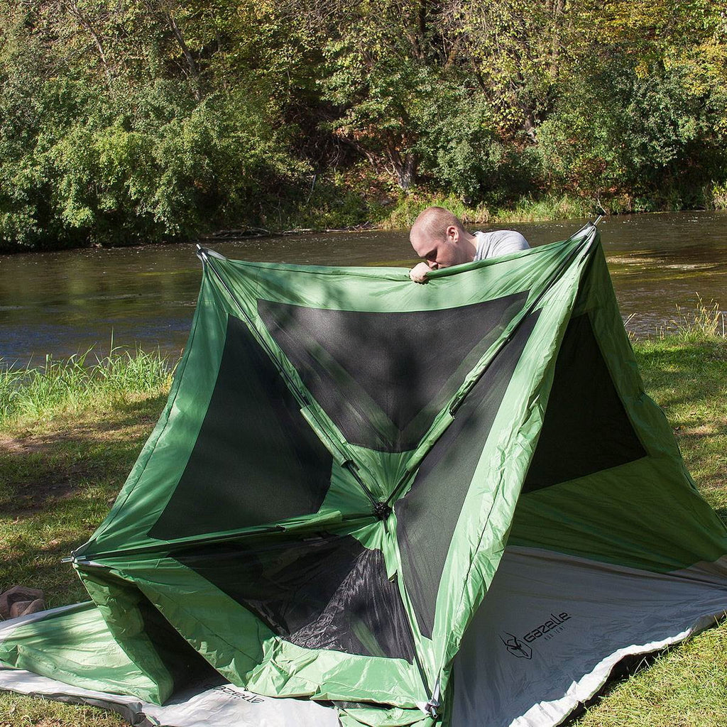 Green Pop Up Hub 4 Person Camping Tent Q4871