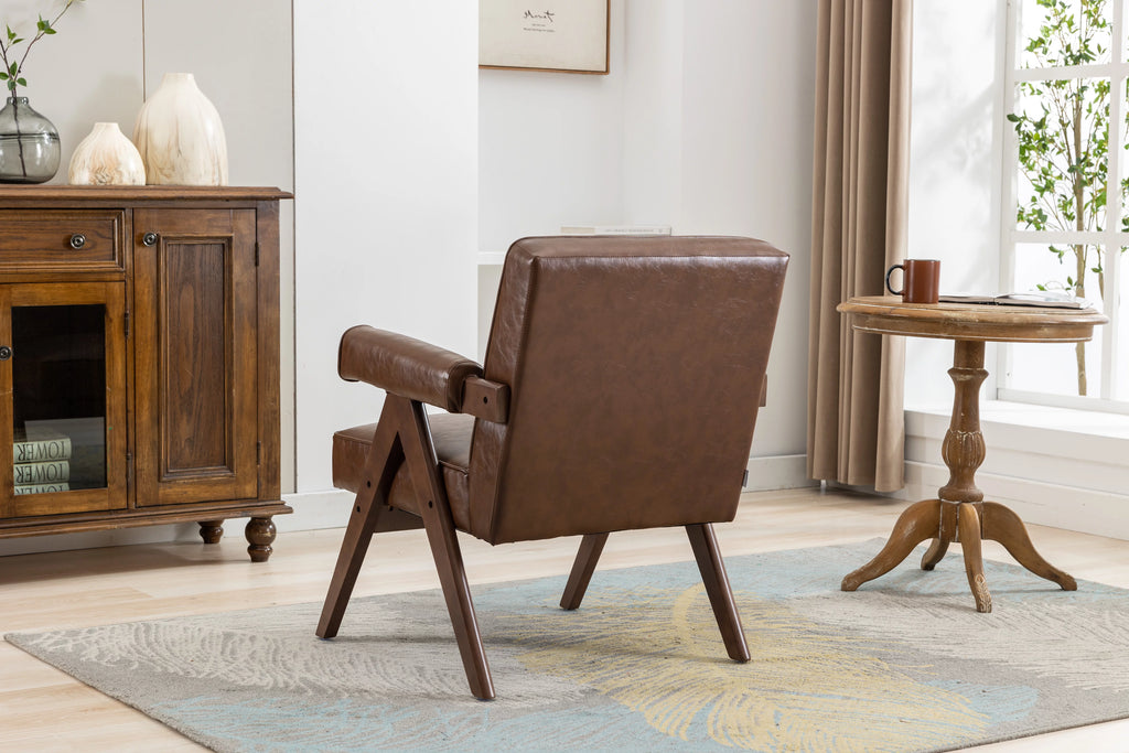 Leisure Chair with Solid Wood Armrest and Feet S95397
