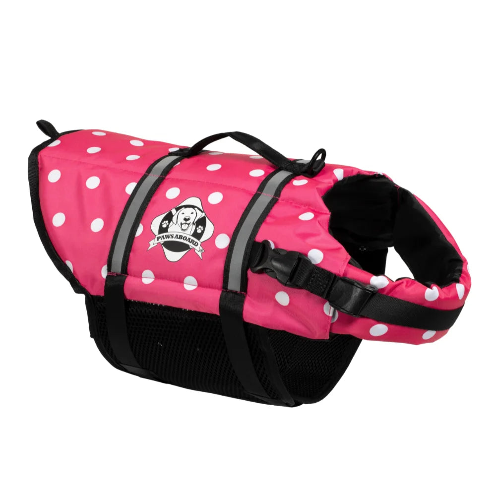 Pink & White Polka Dot Nylon Dog Life Jacket C59754