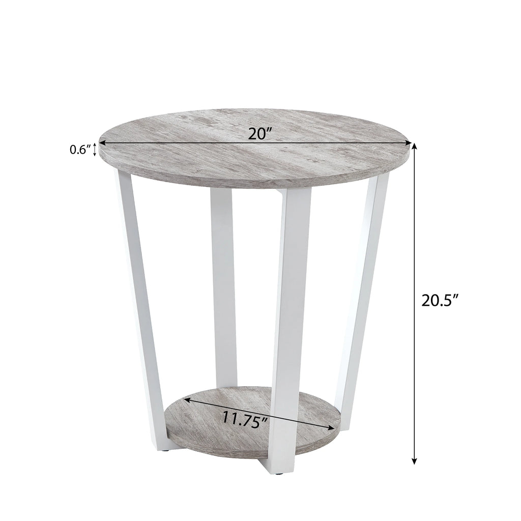 Gray Round End Table with Shelf G6518