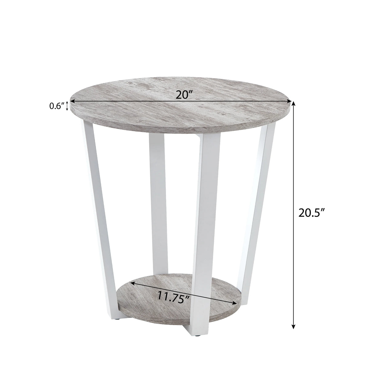 Gray Round End Table with Shelf G6518