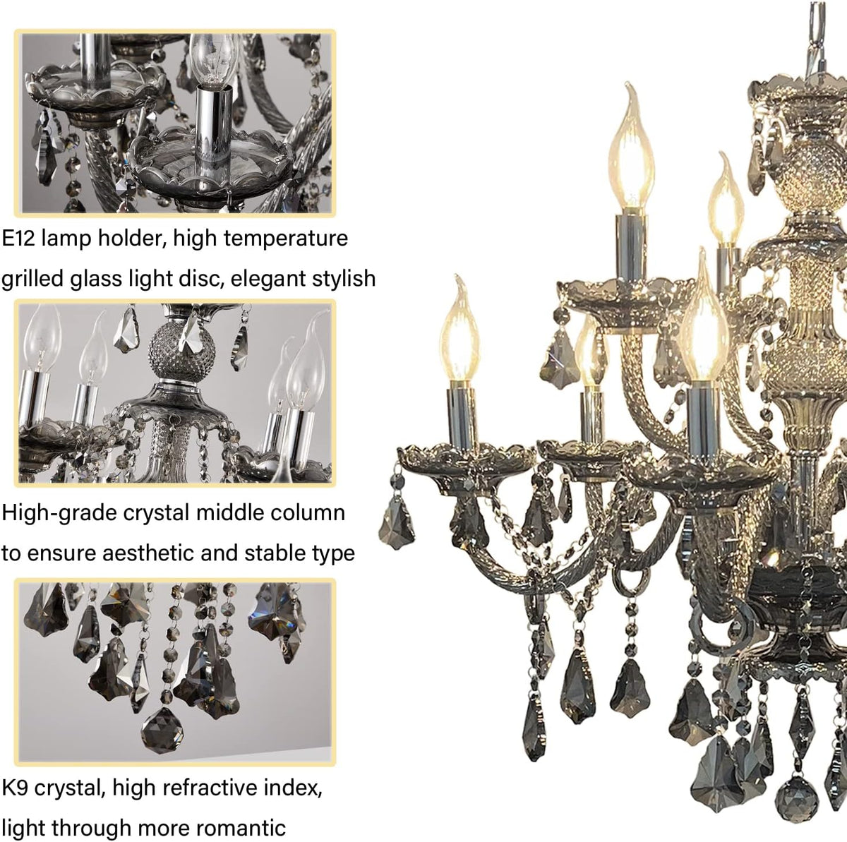 K9 Crystal Chandelier, Double Layer 9 Light Pendant Light Fixture Q881727