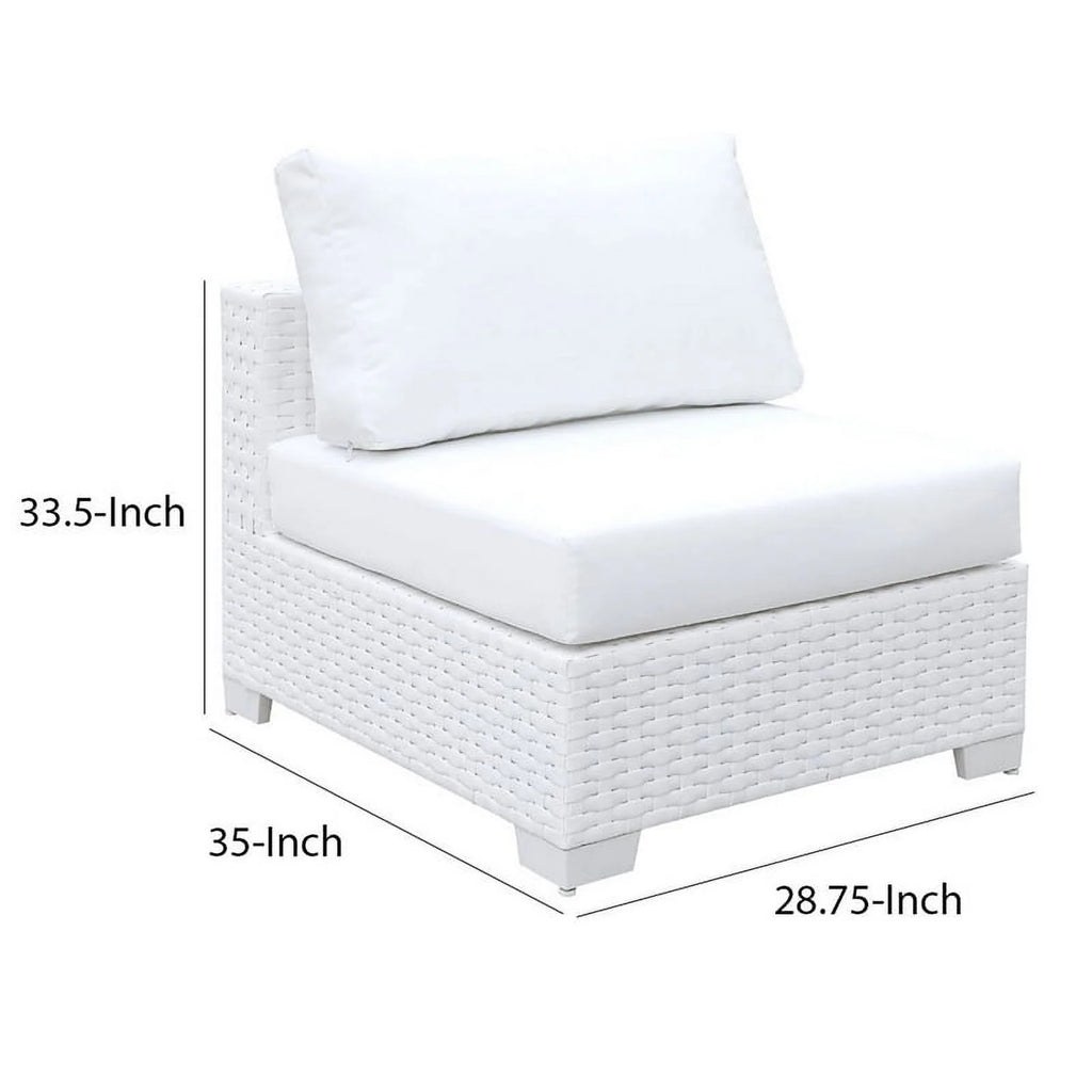 Aluminum Framed Wicker Armless Chair with Fabric Upholstered Padded Seat F922355