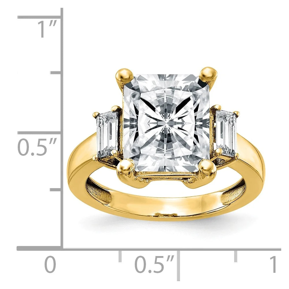 14K Yellow Gold Moissanite Octagon Emerald Ring G77108