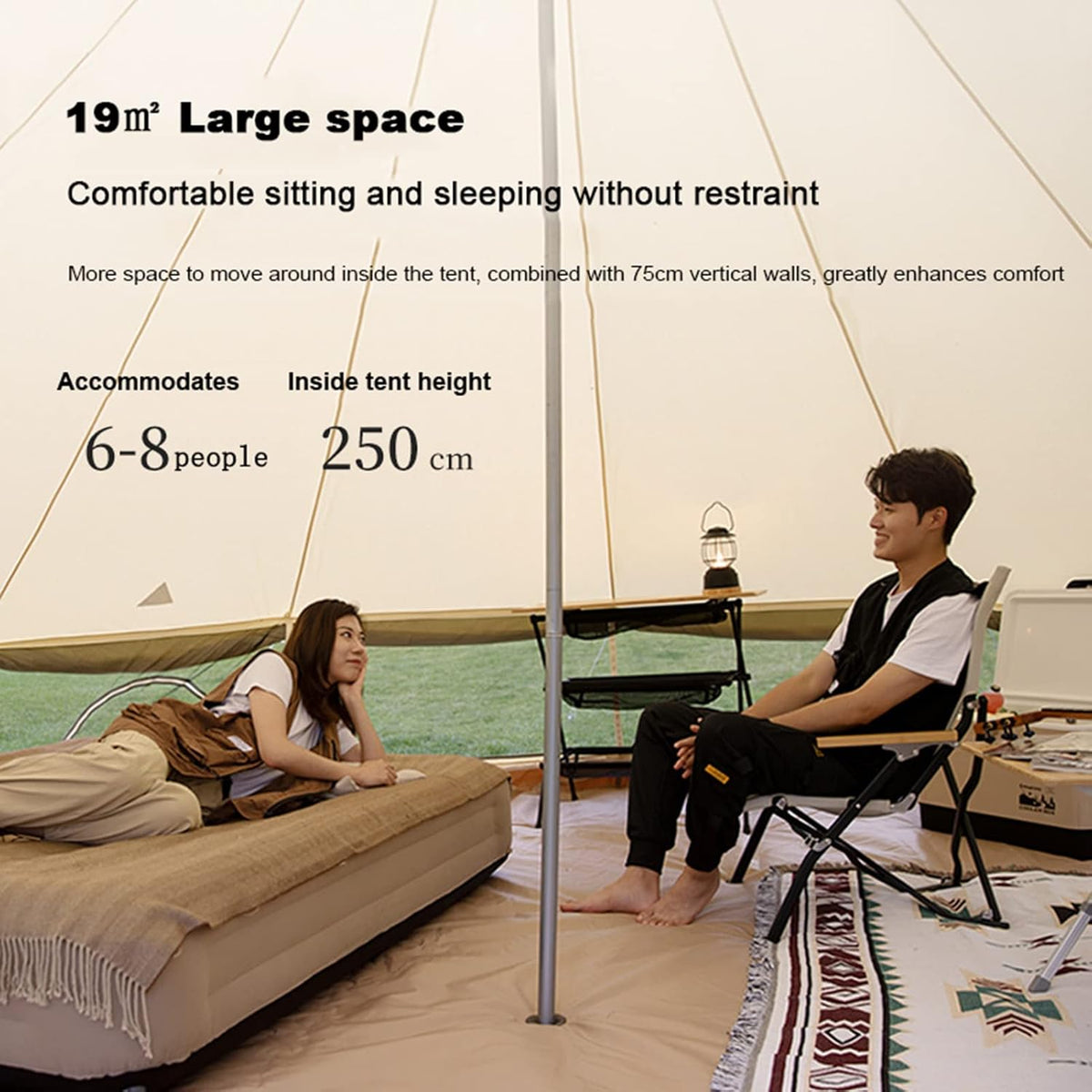 Canvas Bell Tent with Stove Jack, 4 Season Waterproof Tent L722328