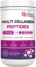 Multi Collagen Peptides Powder Type I II III V X Hydrolyzed with Vitamin C Hyaluronic Acid 50 Servings C3713