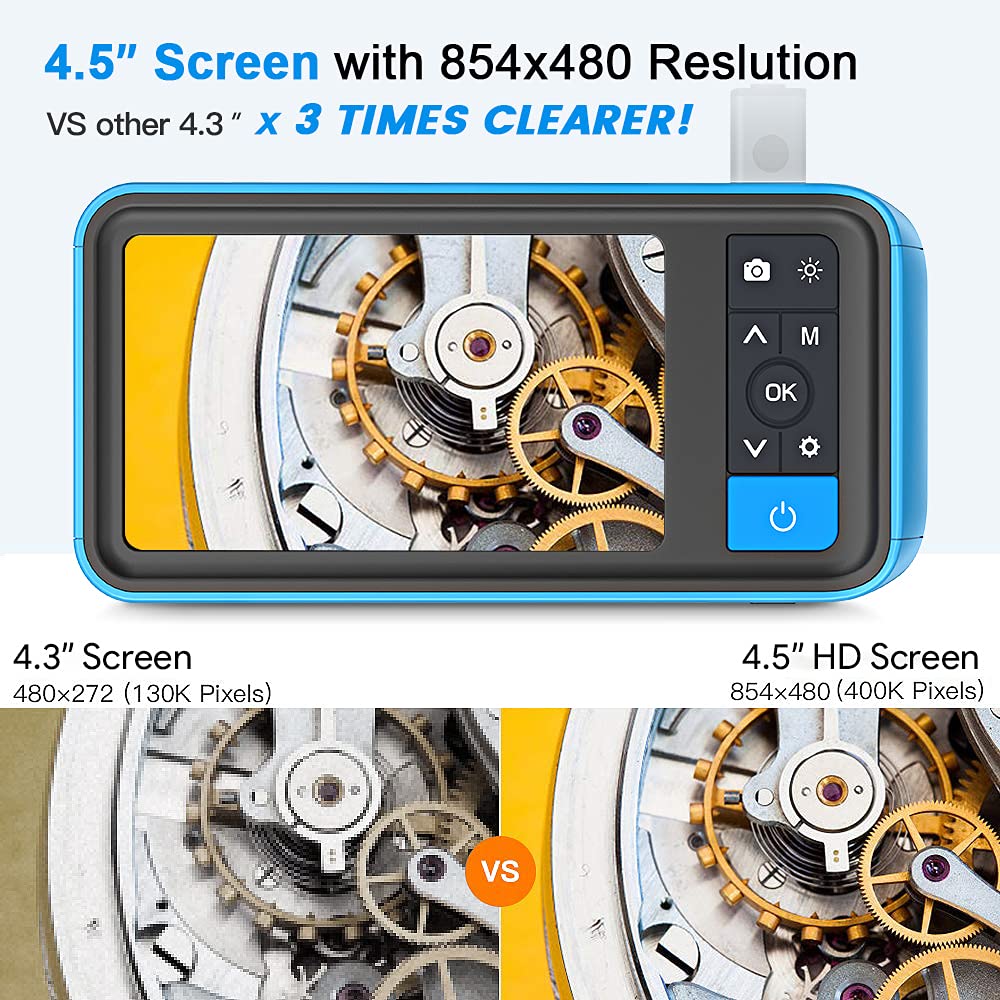 Dual Lens Borescope Inspection Camera with Light, HD 1080p Waterproof Endoscope, 16.4ft Flexible Cable B1346
