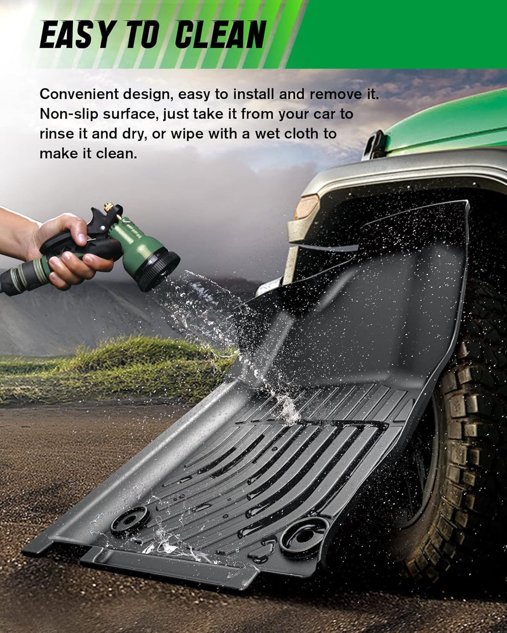 Black TPE Car Floor Mats Full Set Y691