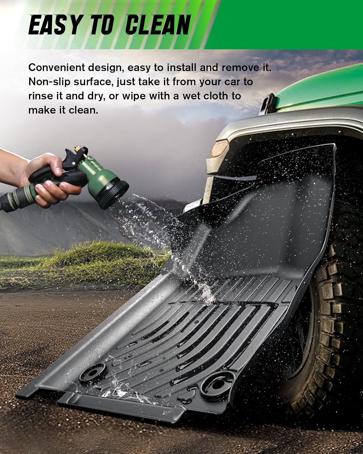 Black TPE Car Floor Mats Full Set Y691