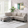 Beige L Shape Sectional Sofa with Recliner U255978
