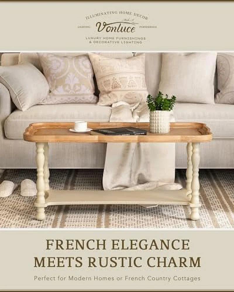 40'' Beige Wood Coffee Table F199710