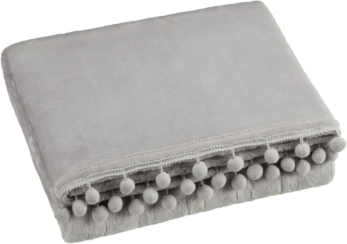 Soft Silver Plush Electric Heated Throw with Remote Q204472