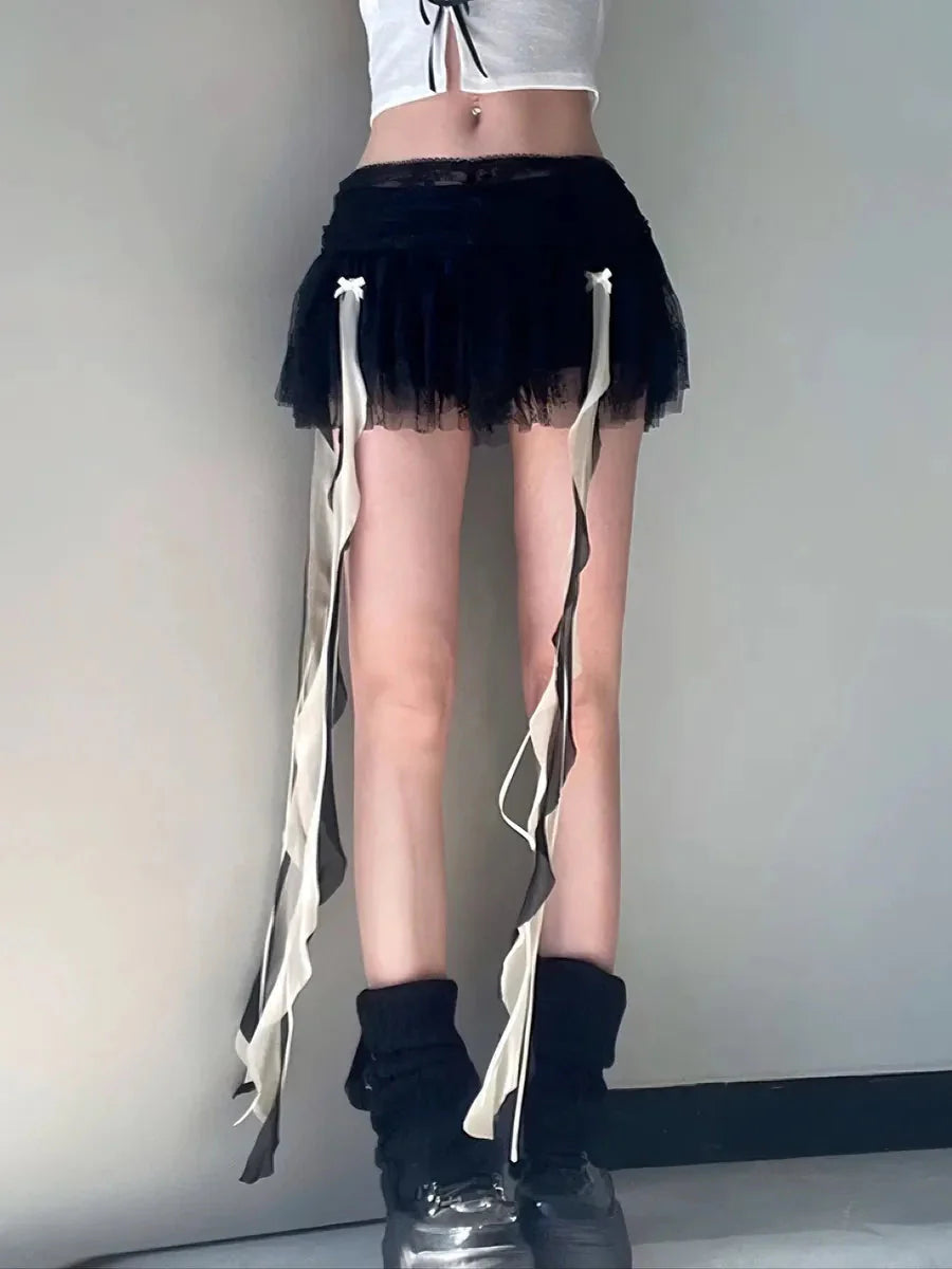 Dark Ribbon Mini Skirt P25115