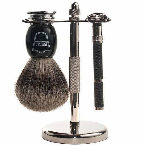 Safety Razor Shave Set with Pure Badger Brush Stand M276570