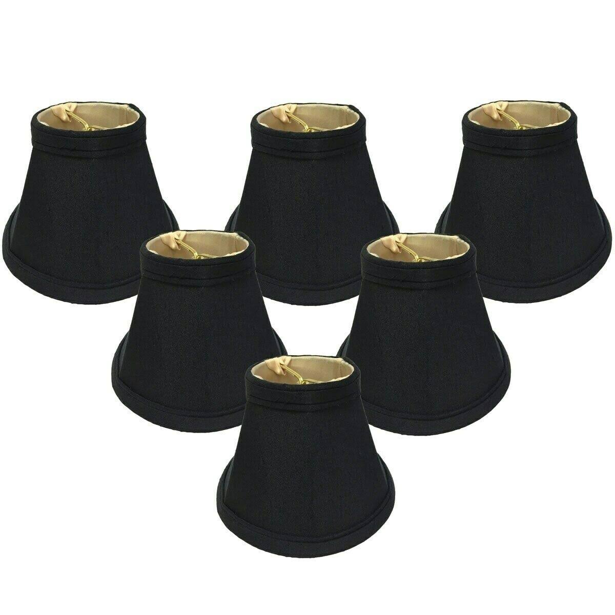 6 Silk Bell Candelabra Shade Set of 6 Black Gold Q1889