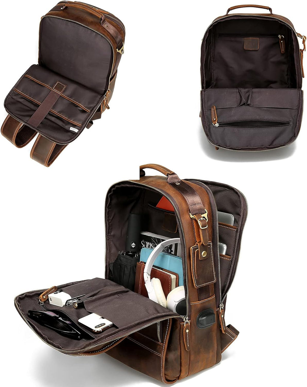 Vintage Genuine Leather Laptop Backpack X882