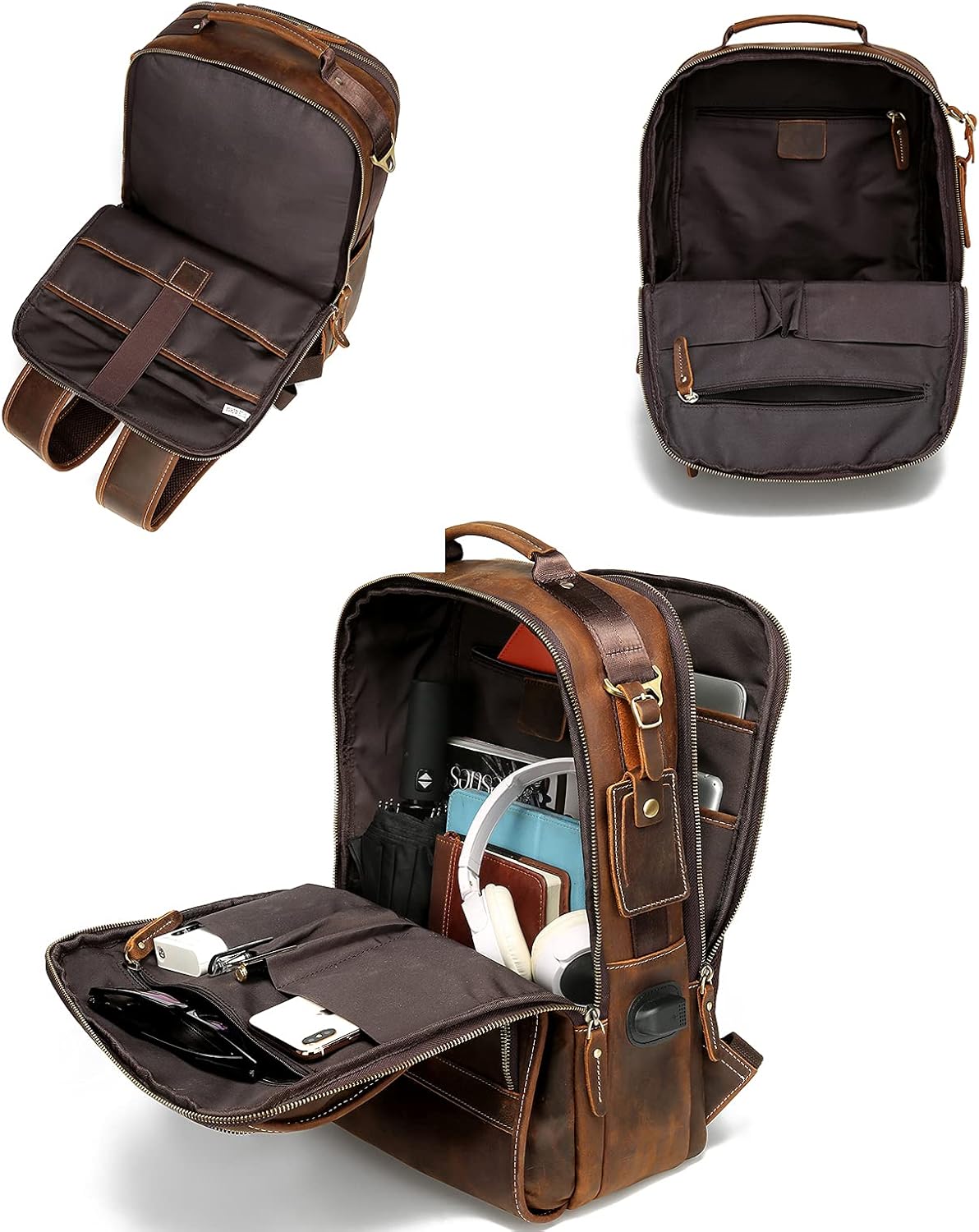 Vintage Genuine Leather Laptop Backpack X882