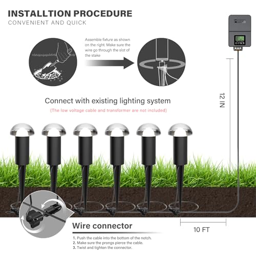 1.5W LED Mushroom Pathway Lights 6PK 3000K Black Metal H69842