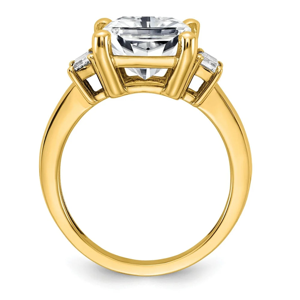 14K Yellow Gold Moissanite Octagon Emerald Ring G77108