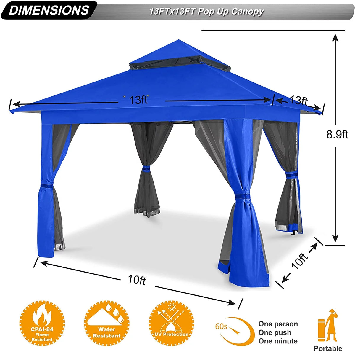 13'x13' Brown Pop up Gazebo Canopy Shelter with Mosquito Netting K429095