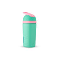 14 Oz Stainless Steel Water Bottle with Straw I23435