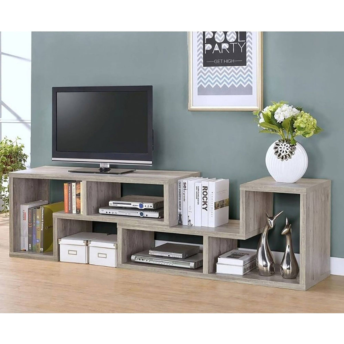 Grey Driftwood 2-Piece L-Shaped Bookcase Set Y14539