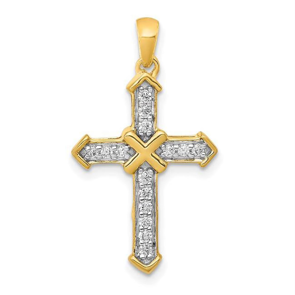 14K Yellow Gold Diamond Cross Pendant R3805