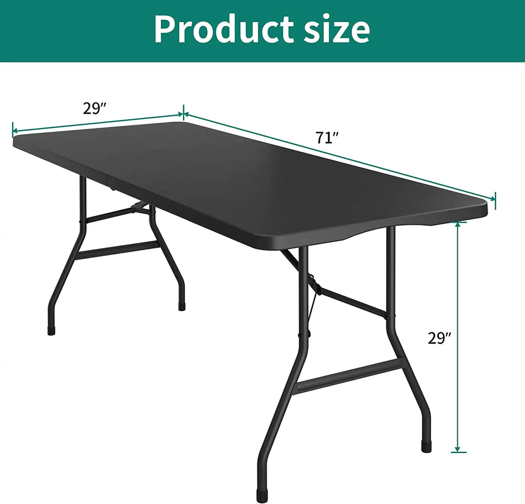6ft Heavy Duty Plastic Folding Table with Carrying Handle U201340