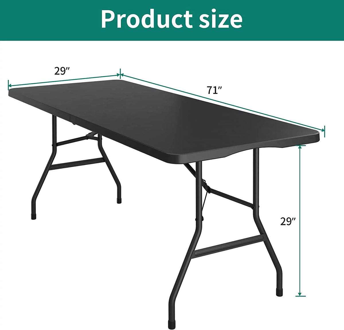 6ft Heavy Duty Plastic Folding Table with Carrying Handle U201340