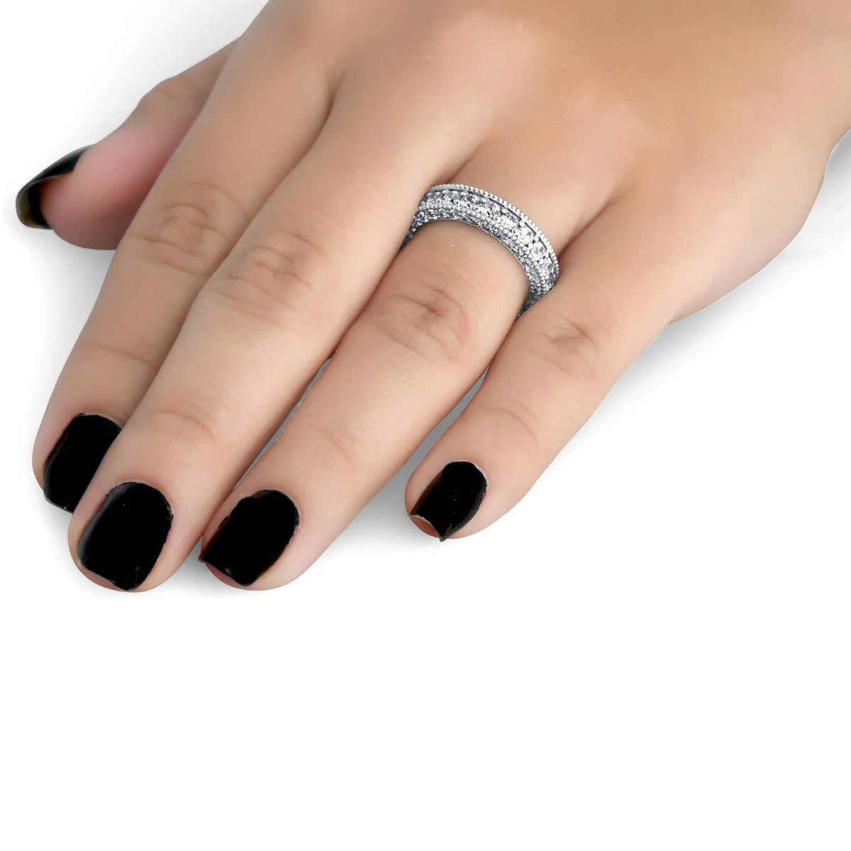 Vintage Diamond Wedding Ring 14K White Gold C8306