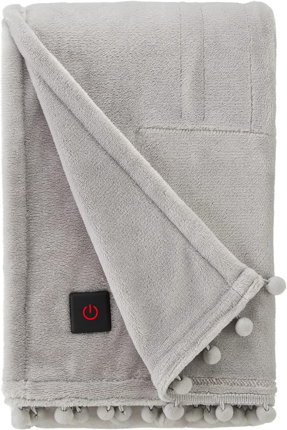 Soft Silver Plush Electric Heated Throw with Remote Q204472