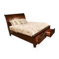 Brown Wood Platform King Bed with Headboard and 2 Storage Drawers U607914