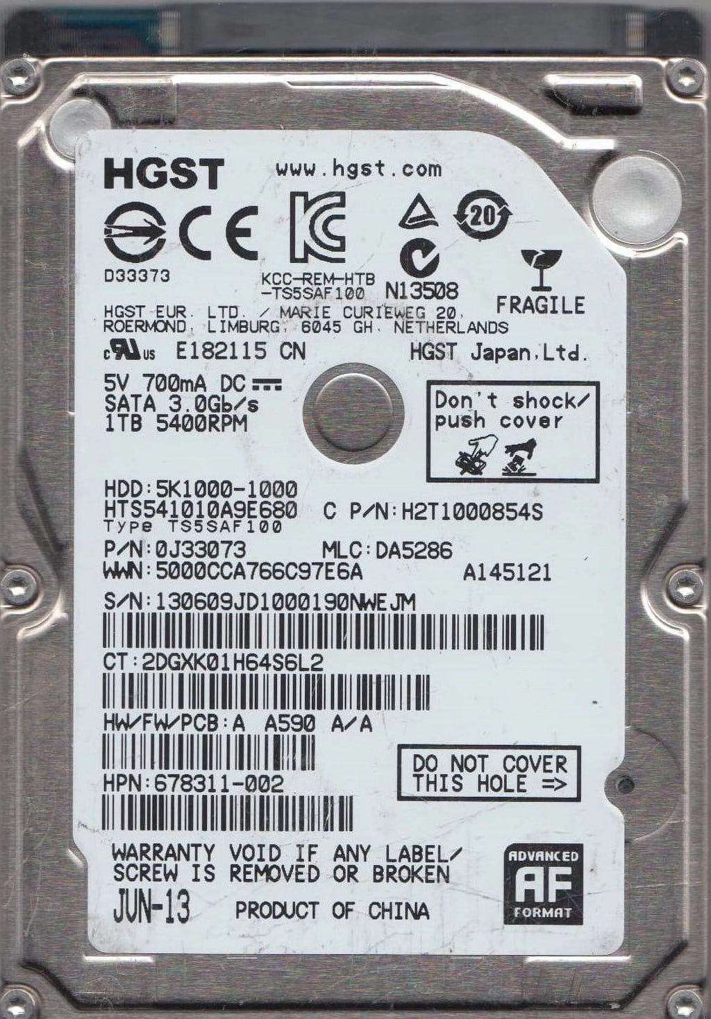1TB SATA 2.5 Hard Drive C1971