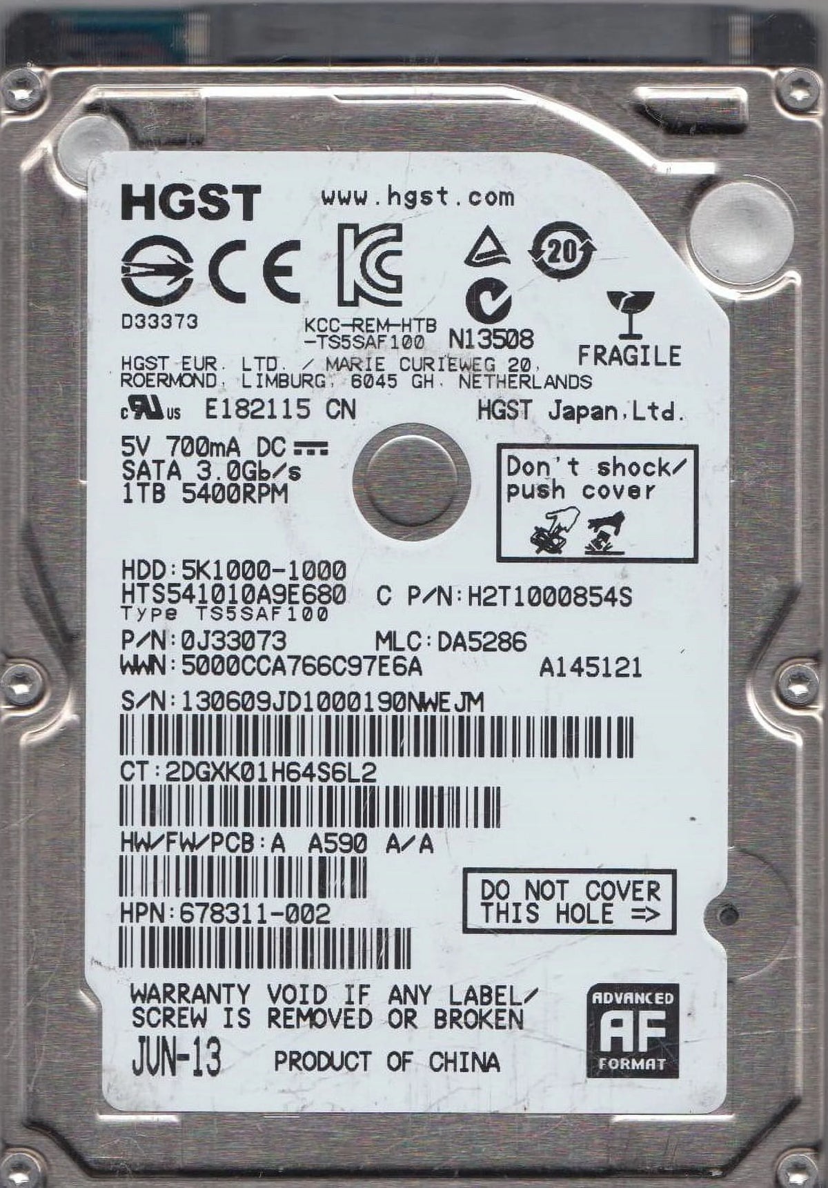 1TB SATA 2.5 Hard Drive C1971