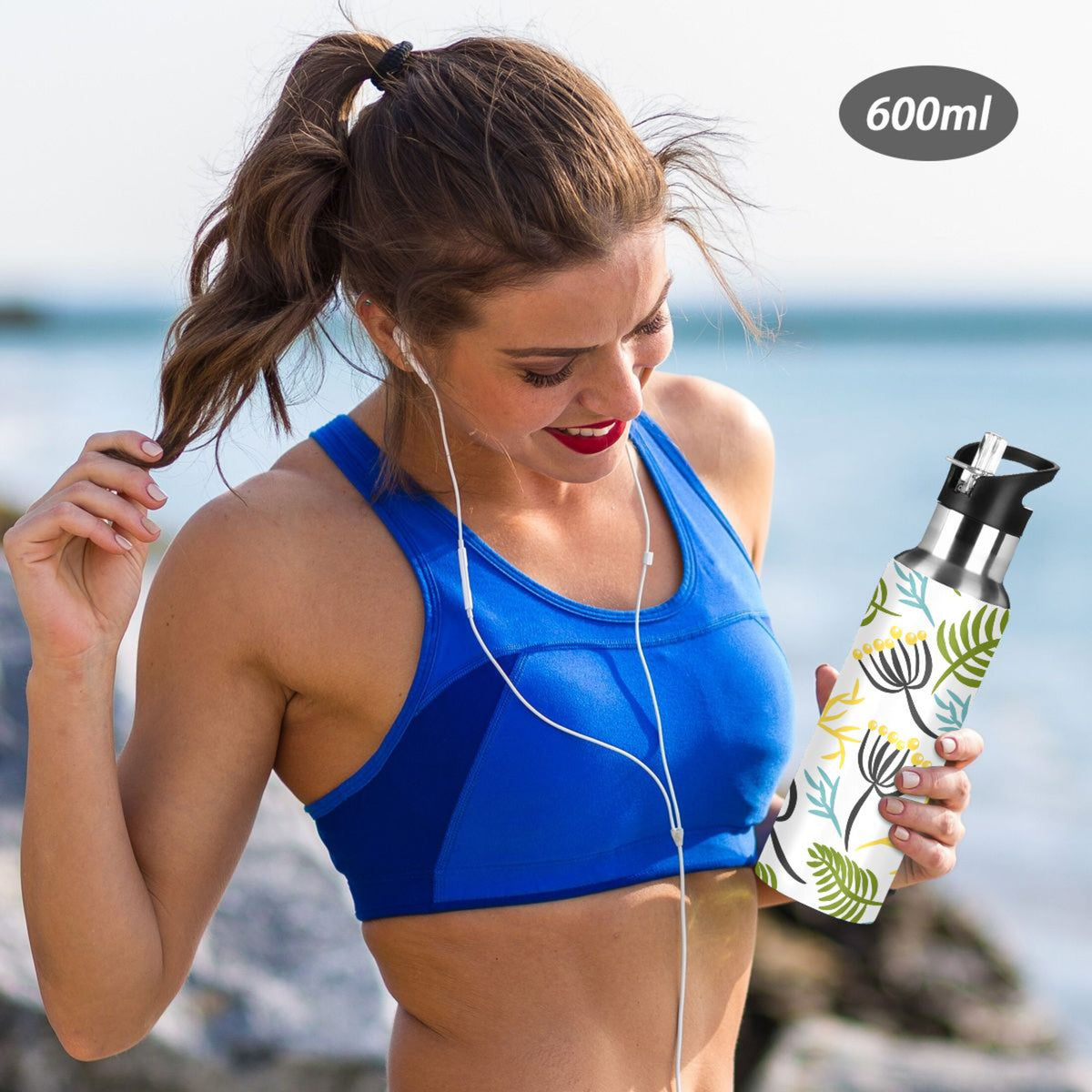 20 oz Insulated Stainless Steel Water Bottle with Straw Lid C4026