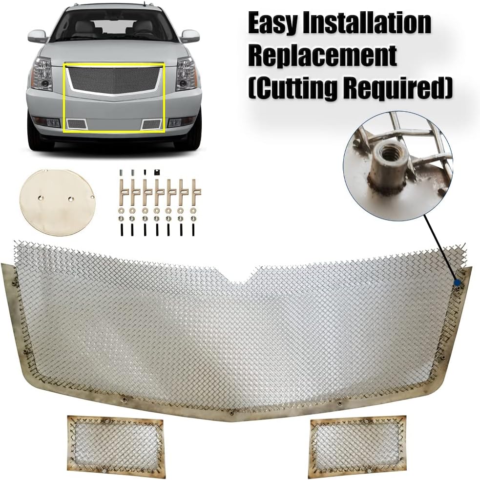 Chrome Stainless Steel Mesh Grille Grill Insert Combo E5869
