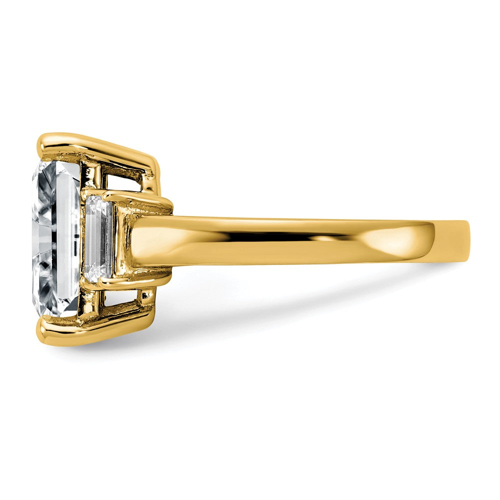 14K Yellow Gold Moissanite Octagon Emerald Ring G77108