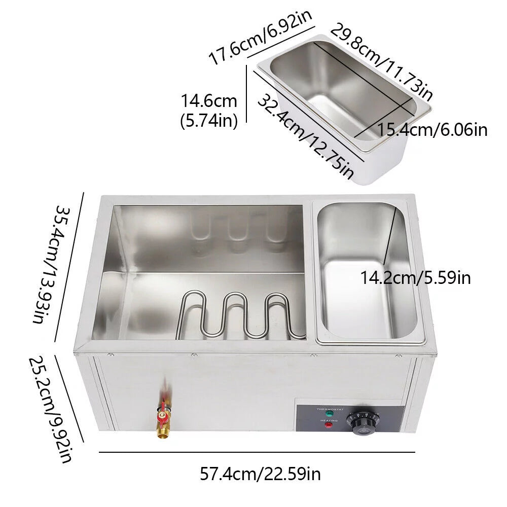 Commercial Electric Food Warmer Steam Table 3-Pan Station 850W I6364
