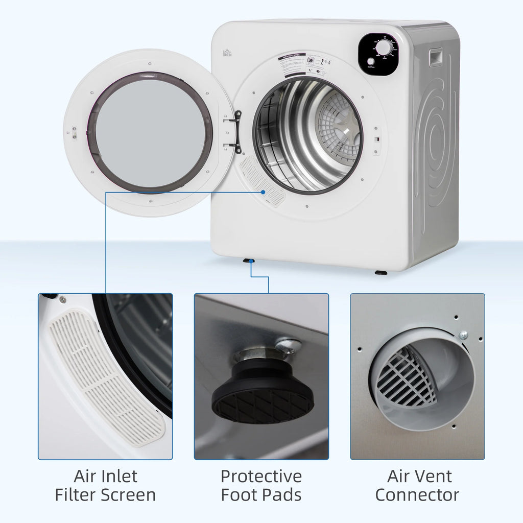 1300W 3.22 Cu. Ft. Electric Portable Laundry Dryer, White T306